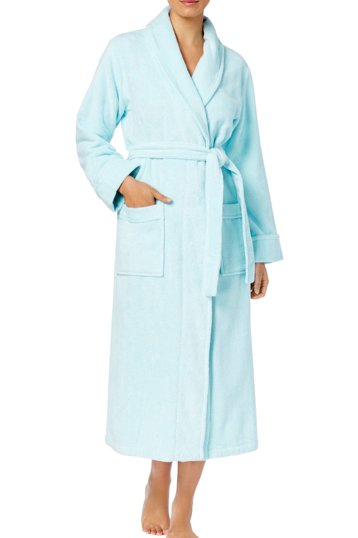 Charter Club Intimates Soft-Rain-Blue Luxe Cotton Terry Long Wrap-Robe