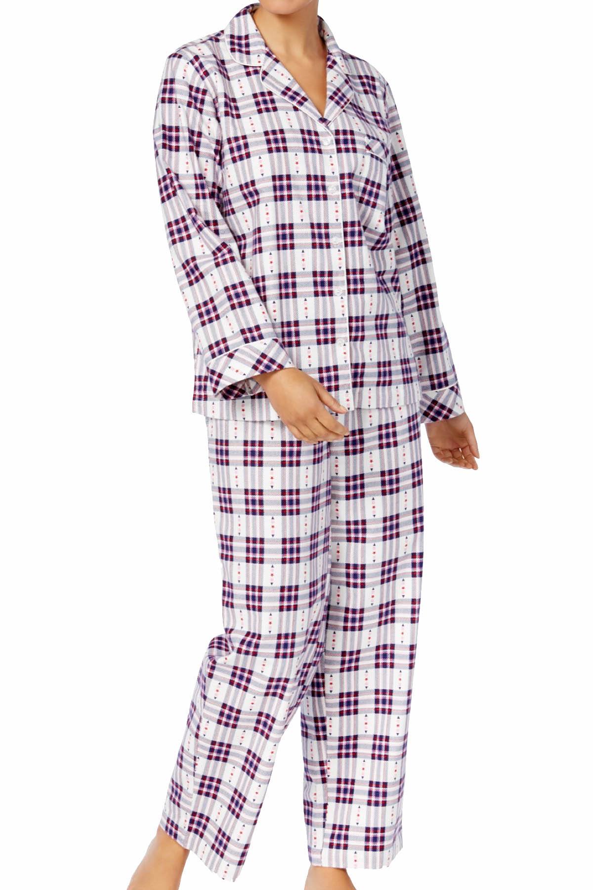 Charter Club Intimates Star-Plaid Printed Cotton/Flannel Pajama Set