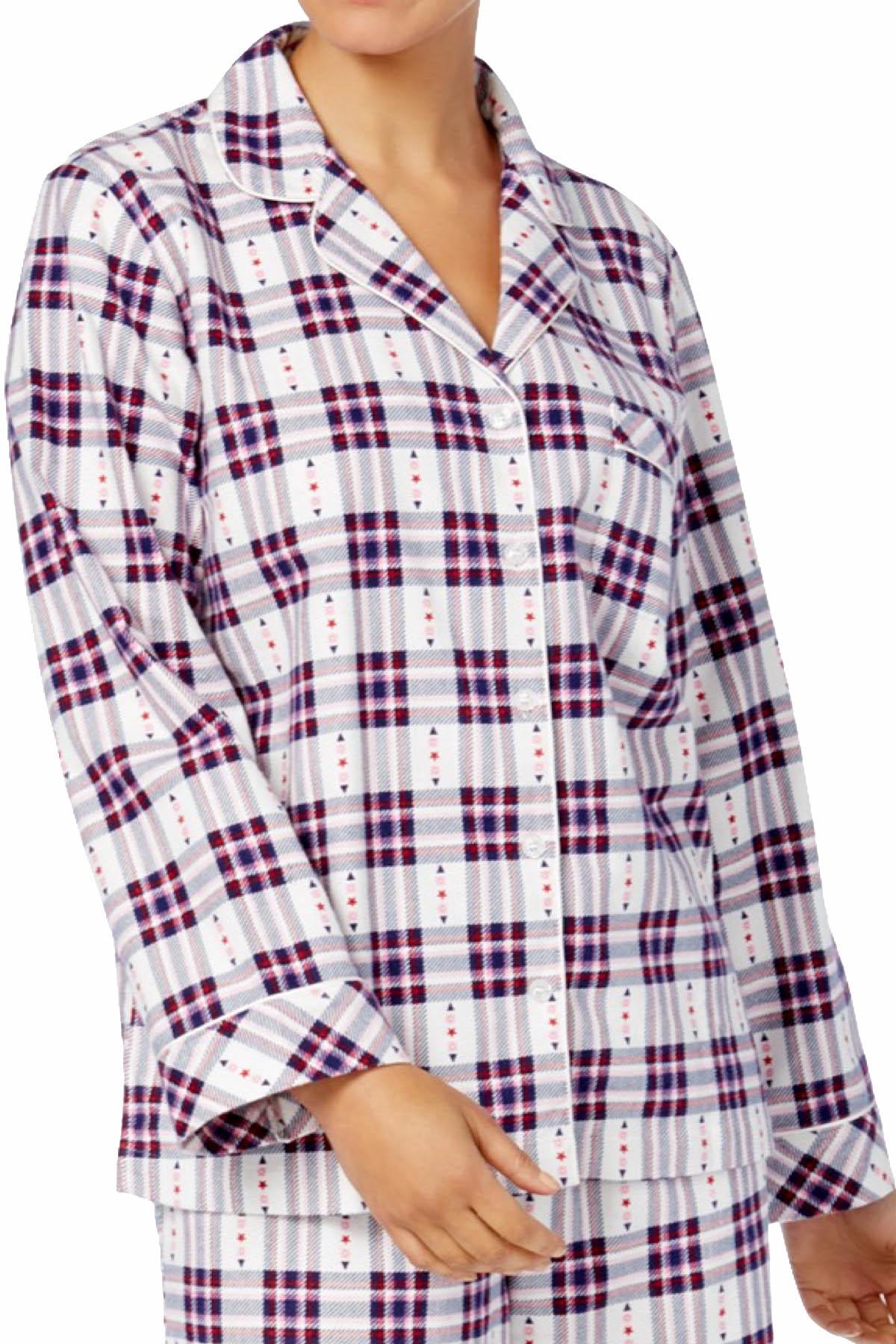 Charter Club Intimates Star-Plaid Printed Cotton/Flannel Pajama Set