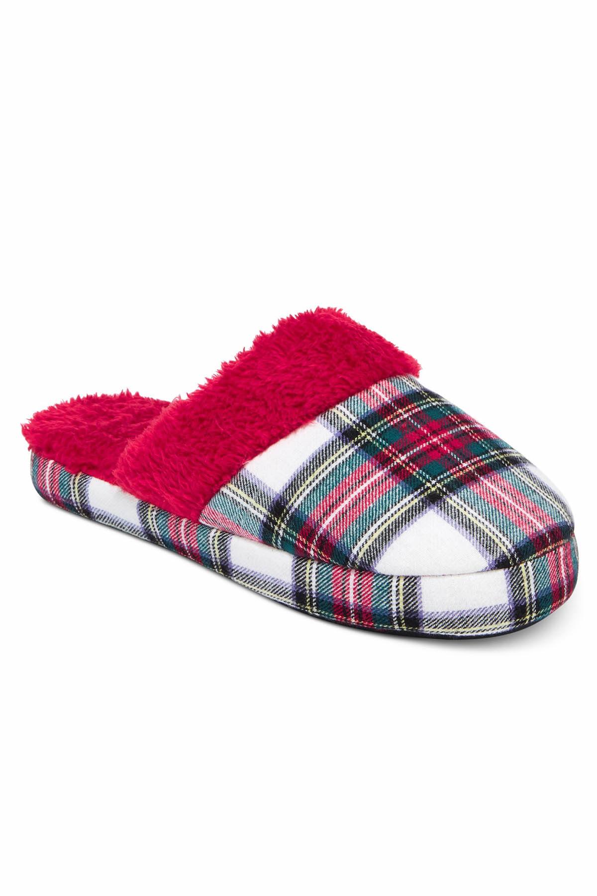 Charter Club Intimates Stewart-Plaid Printed Flannel Slippers
