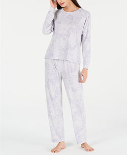 Charter Club Intimates Super Soft Knit Pajama Set in Fluttering Butterfly Print thumbnail 3