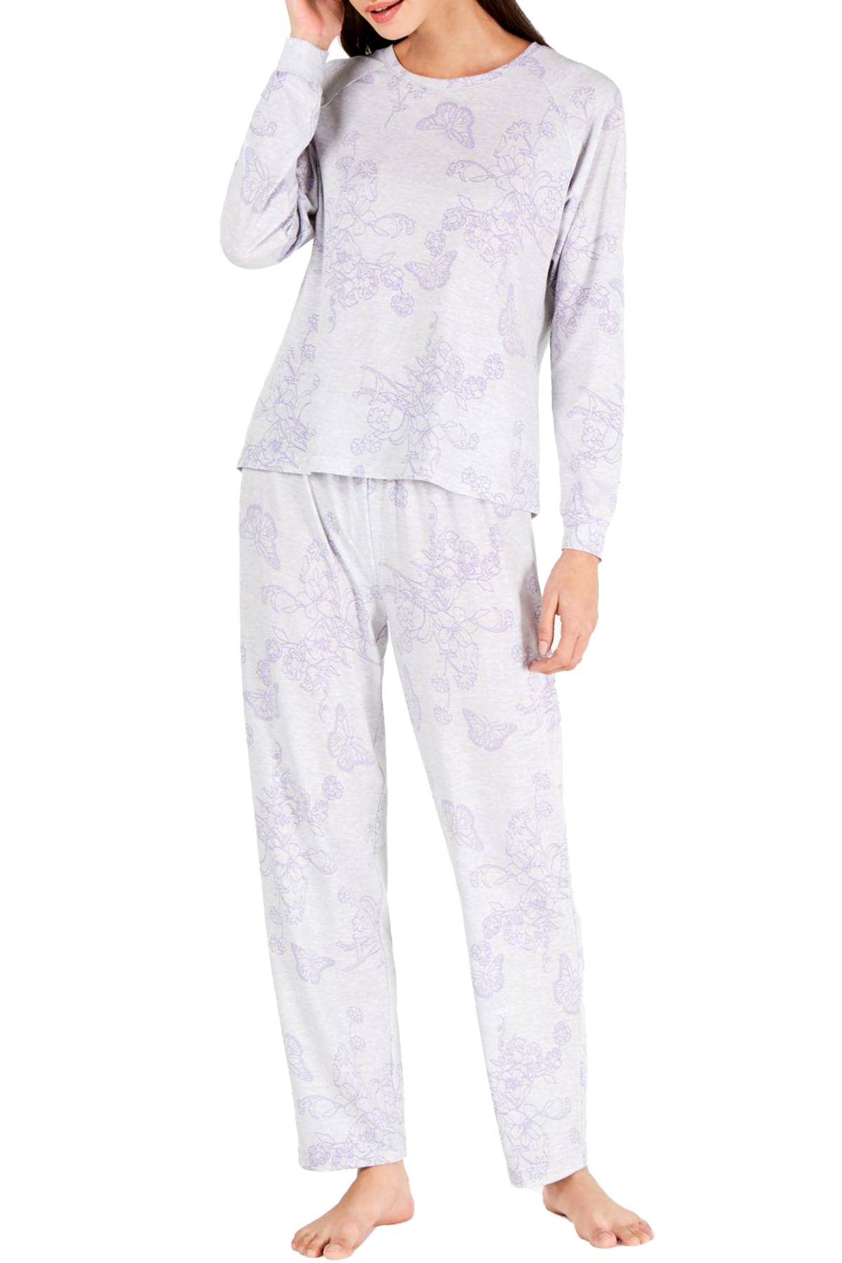 Charter Club Intimates Super Soft Knit Pajama Set in Fluttering Butterfly Print