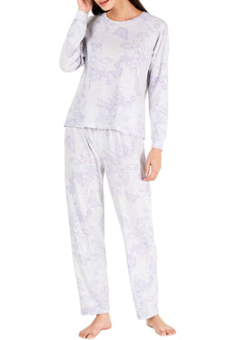 Charter Club Intimates Super Soft Knit Pajama Set in Fluttering Butterfly Print thumbnail 1