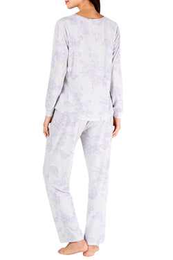 Charter Club Intimates Super Soft Knit Pajama Set in Fluttering Butterfly Print thumbnail 2