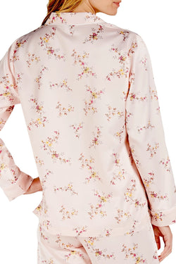 Charter Club Intimates Twiggy Roses Satin Long Sleeve Notch Collar Top thumbnail 2