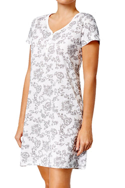 Charter Club Intimates White/Black Rose-Toile Short-Sleeve Sleepshirt thumbnail 1