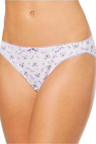 Charter Club Intimates White Flutterby Printed Pretty Cotton Bikini Brief