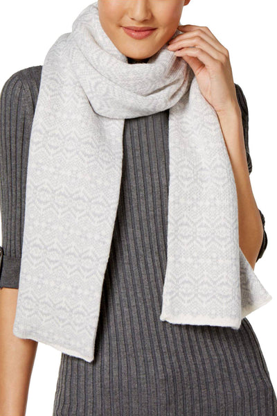 Charter Club Ivory/Multi Reversible Fair Isle Muffler Scarf