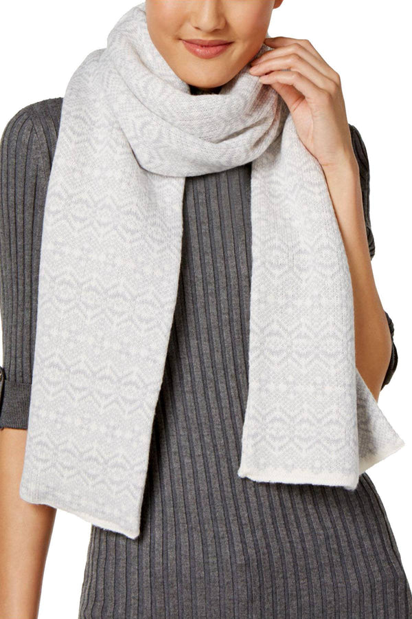 Charter Club Ivory/Multi Reversible Fair Isle Muffler Scarf