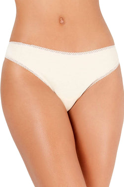Charter Club Lace Trim Cotton Thong in Nude thumbnail 1