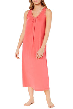 Charter Club Lace Trim Knit Nightgown in Rouge thumbnail 1