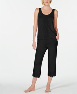 Charter Club Lace Trim Pajama Set in Classic Black thumbnail 2