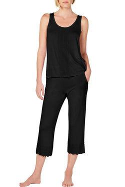 Charter Club Lace Trim Pajama Set in Classic Black thumbnail 1