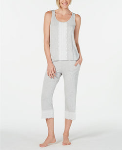 Charter Club Lace Trim Pajama Set in Dove Grey Heather thumbnail 2