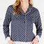 Charter Club Lace Trim Printed Notch Collar Pajama Top in Mini Floral Geo