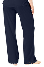 Charter Club Lace Trim Soft Knit Modal PJ Set in Ink Blue