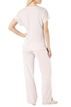 Charter Club Lace Trim Soft Knit Modal PJ Set in Potpurri Pink thumbnail 2