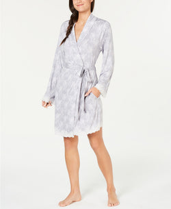 Charter Club Lace Trimmed Soft Knit Modal Wrap Robe in Floral Spray thumbnail 3