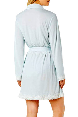 Charter Club Lace Trimmed Soft Knit Wrap Robe in Whispering Blue thumbnail 2