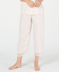 Charter Club Lace-trim Cropped Pajama Pants Pink Sable thumbnail 1