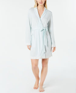 Charter Club Lace-trimmed Soft Knit Wrap Robe Whispering Blue thumbnail 1