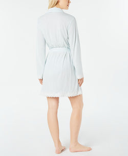 Charter Club Lace-trimmed Soft Knit Wrap Robe Whispering Blue thumbnail 2