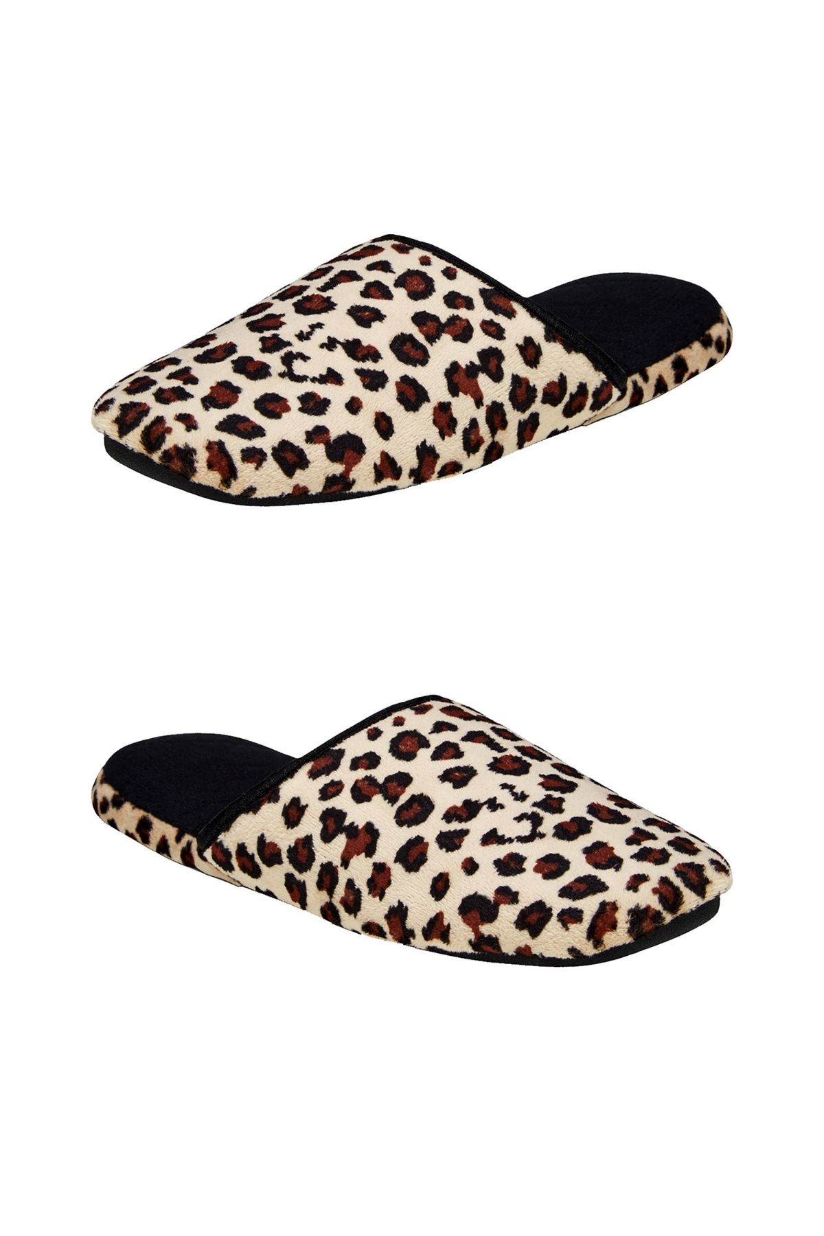 Charter Club Leopard-Print Micro-Velour Scuff Memory-Foam Slippers