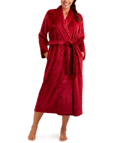 Charter Club Long Diamond Cozy Plush Robe Carved Diamond