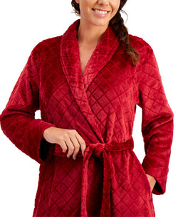 Charter Club Long Diamond Cozy Plush Robe Carved Diamond thumbnail 2