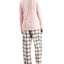 Charter Club Mixit Solid Top & Plaid Flannel Pajama Pants Set Square Plaid