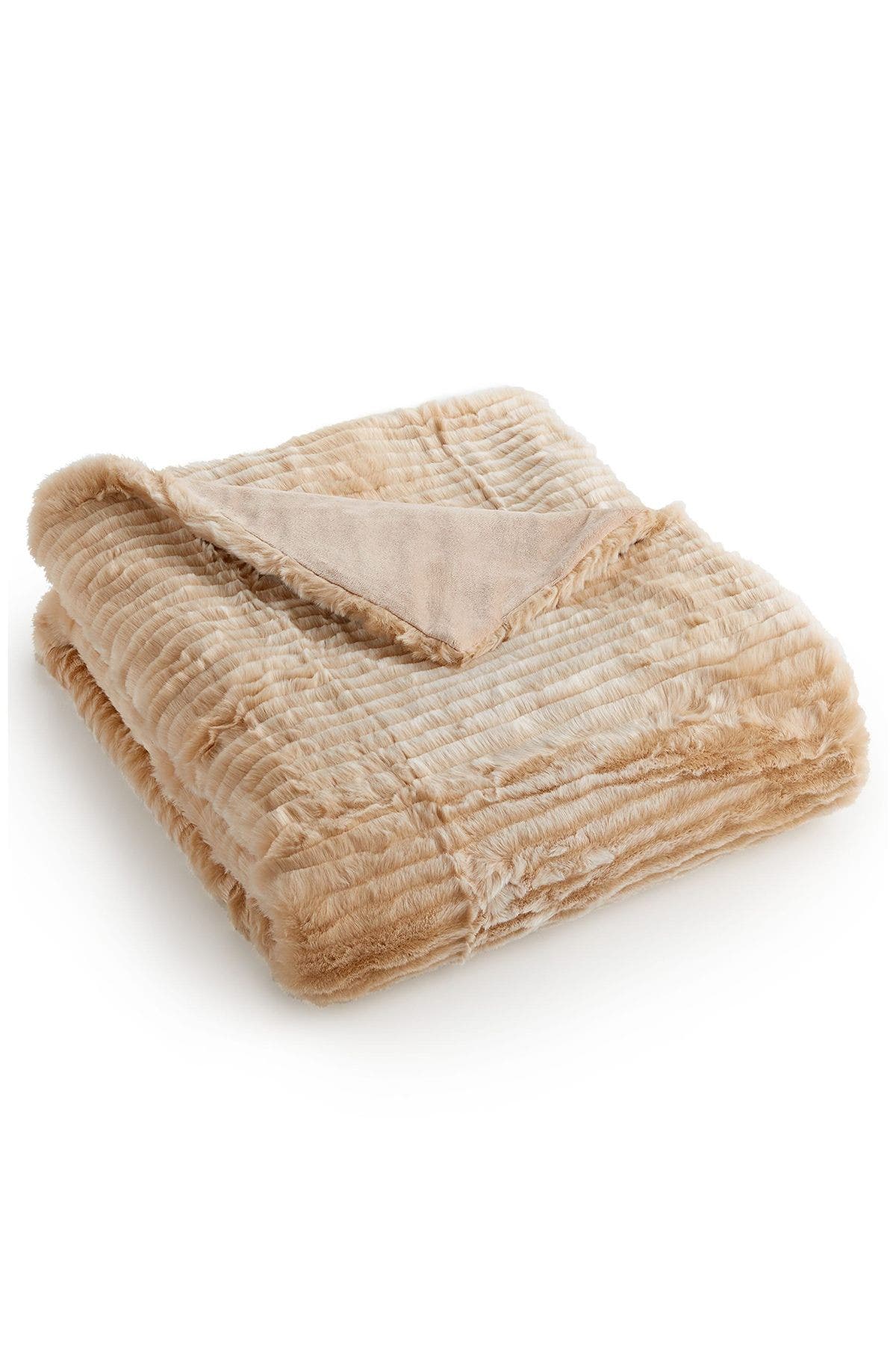 Charter Club Natural Eyelash Stripe Faux-Fur Throw