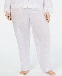 Charter Club PLUS Cotton Pajama Pant in Block Stripe Lavender thumbnail 2
