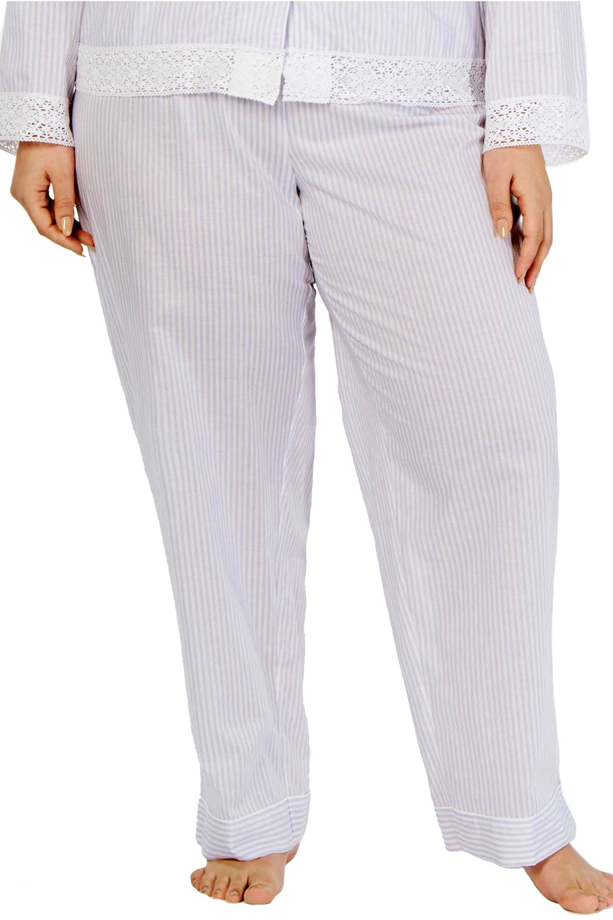 Charter Club PLUS Cotton Pajama Pant in Block Stripe Lavender