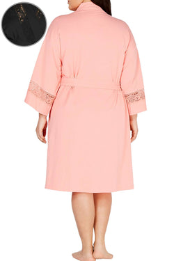 Charter Club PLUS Embroidered Lace Knit Robe in Classic Black thumbnail 2