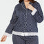 Charter Club PLUS Lace Trim Printed Notch Collar Pajama Top in Mini Floral Geo