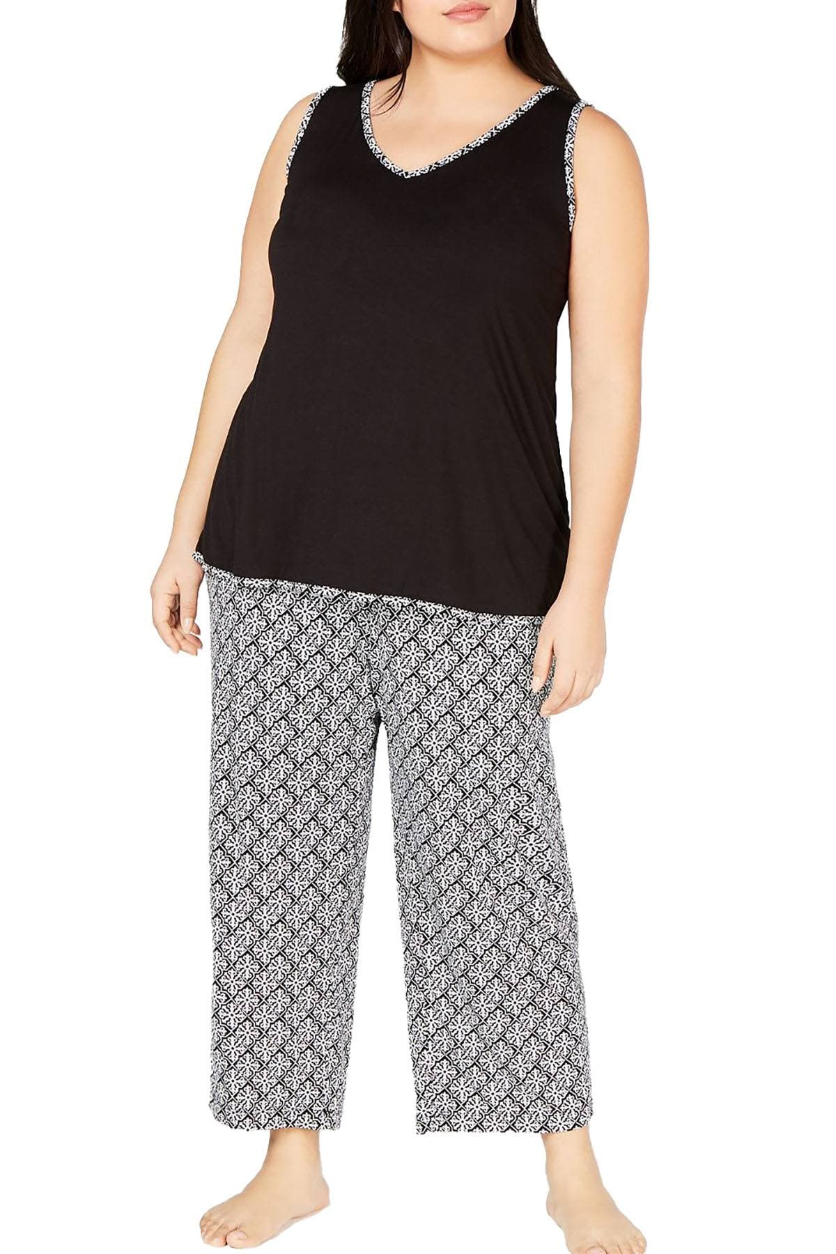 Charter Club PLUS Tank And Cropped Pants Pajama Set in Diamond Trellis Print