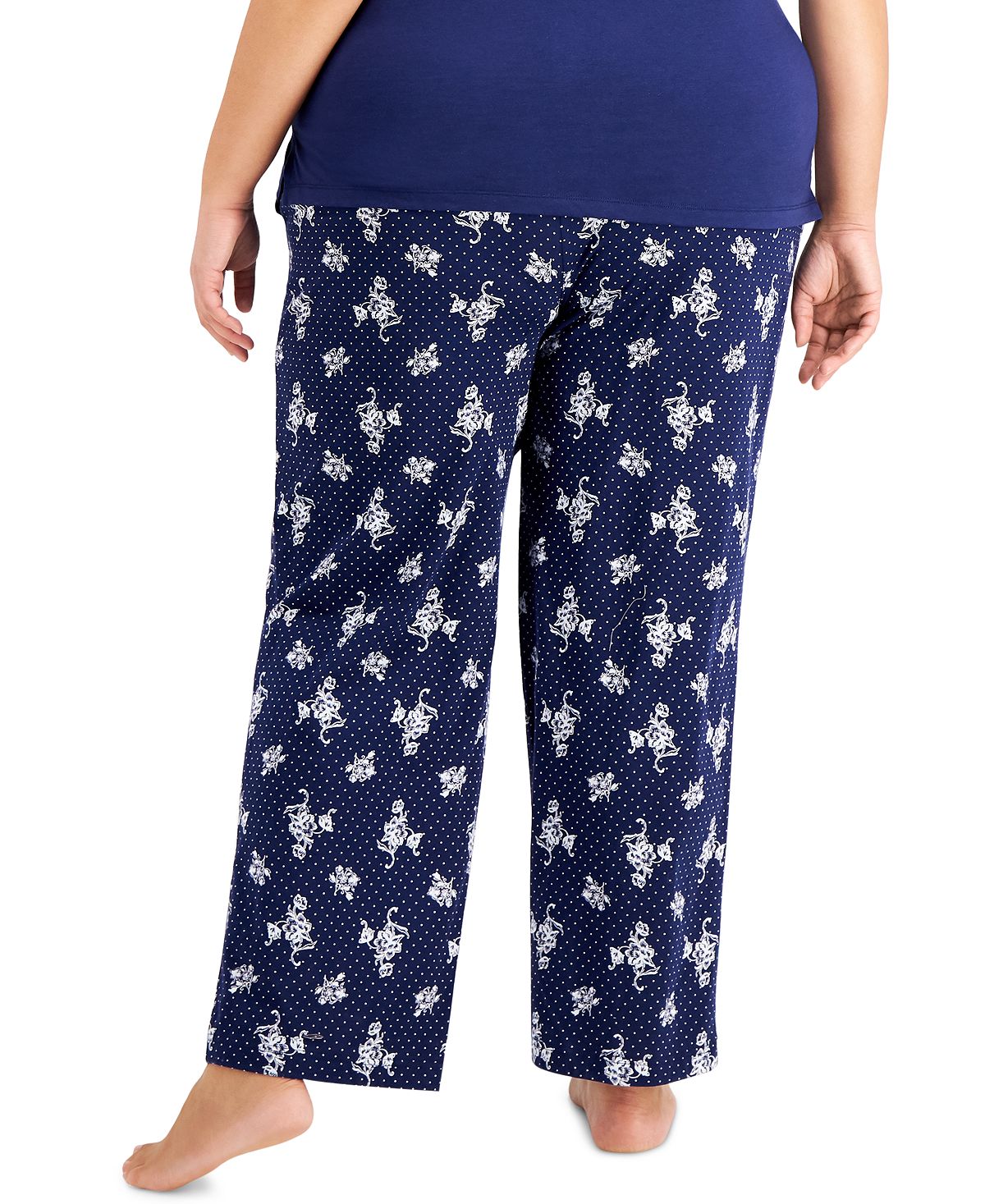 Charter Club Plus Cotton Knit Pajama Pants Floral Toi
