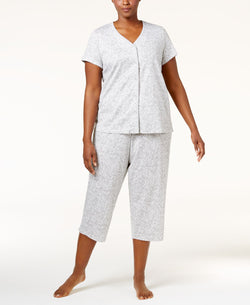 Charter Club Plus Picot-trim Cropped Pajama Set Vineyard thumbnail 1
