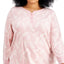 Charter Club Plus Thermal Fleece Printed Pajama Set Feathers