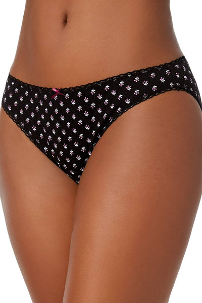 Charter Club Pretty Cotton Bikini Brief Black Autumn-Berry