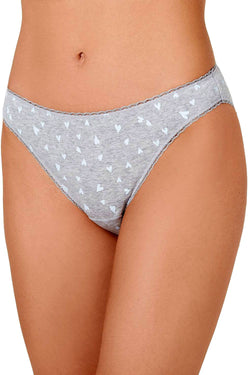Charter Club Pretty Cotton Bikini Brief in Grey Hearts thumbnail 1