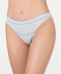 Charter Club Pretty Cotton Bikini Brief in Grey Stripe thumbnail 2