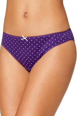 Charter Club Pretty Cotton Bikini Brief in Plum Dots thumbnail 1