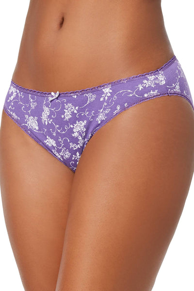 Charter Club Pretty Cotton Bikini Brief in Twirling Toile Purple