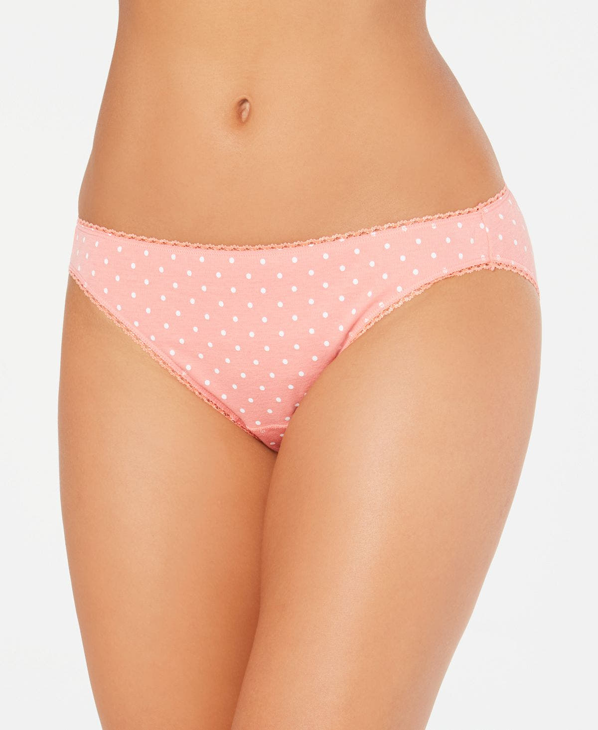 Charter Club Pretty Cotton Bikini Underwear Coral Dot Ptcn Bk