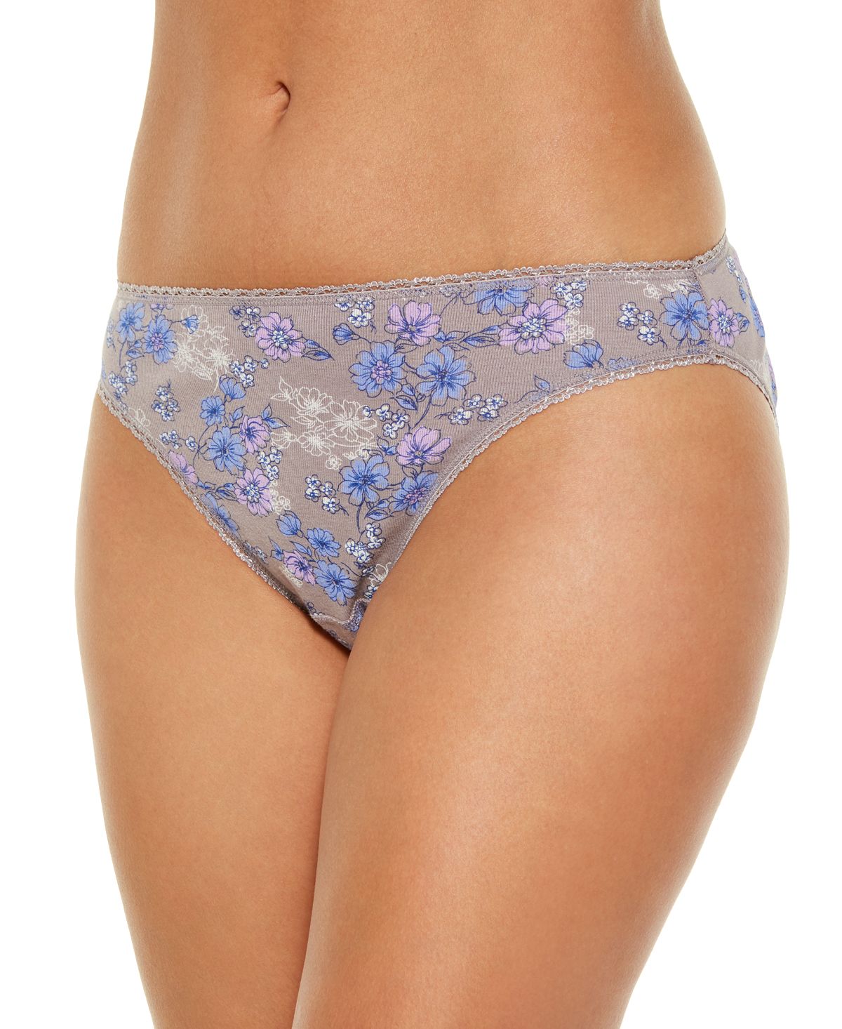 Charter Club Pretty Cotton Bikini Underwear Grey Iris