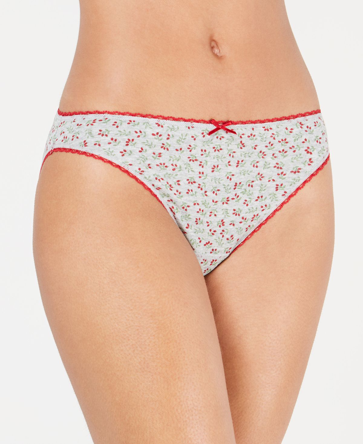 Charter Club Pretty Cotton Bikini Underwear Grey