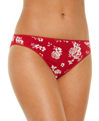 Charter Club Pretty Cotton Bikini Underwear Red Roses