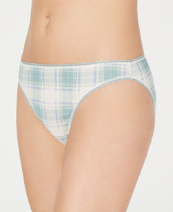 Charter Club Pretty Cotton Bikini Underwear Turqoise Plaid thumbnail 1