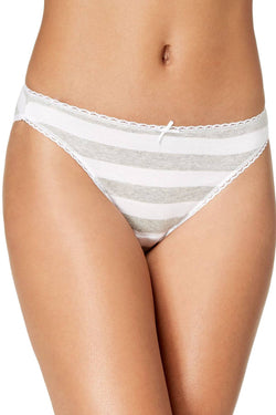 Charter Club Pretty Cotton Bikini in Grey Stripe thumbnail 1